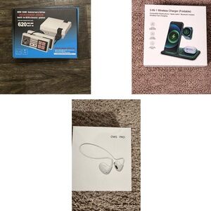 NEW Tech Bundle Retro Mini Game Console + 3-in-1 Charger + OWS Pro Earbuds VV4